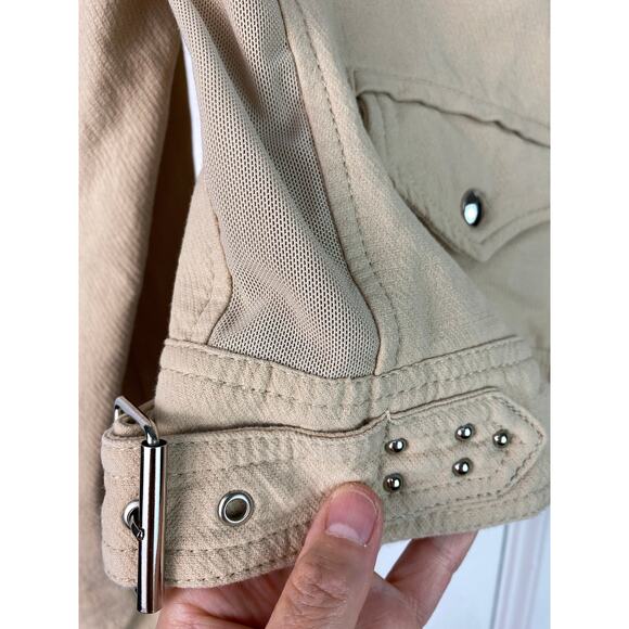 BLANKNYC Women's Size S Creamy Beige Textured Cotton Motorcycle Jacket - Picture 3 of 8